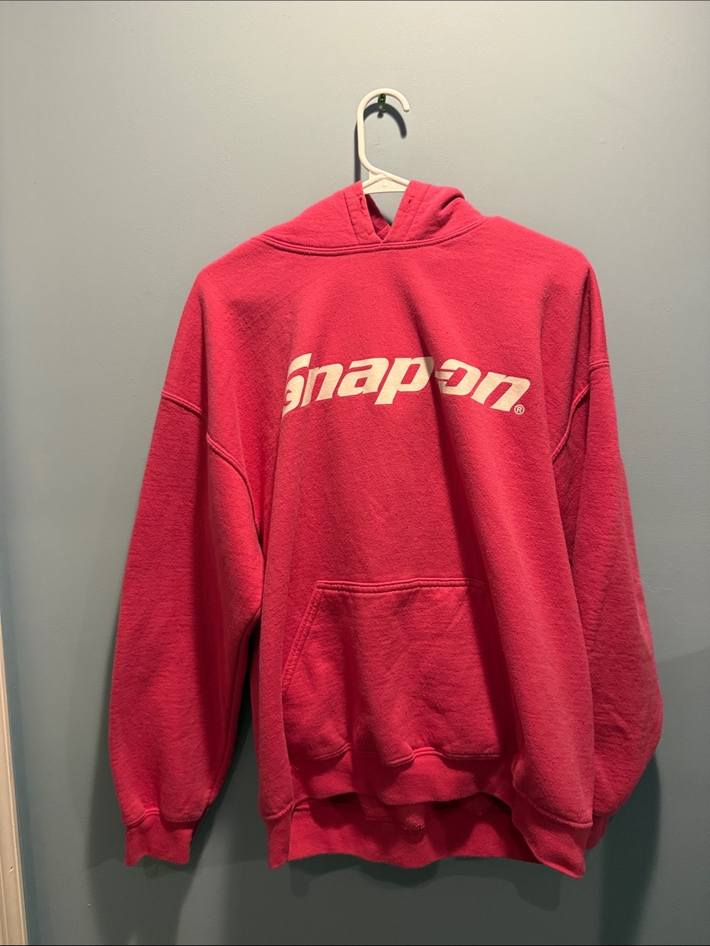 Snap On Hoodie in Bright Pink with White Logo